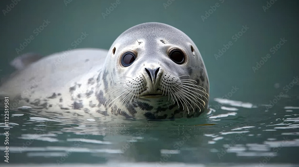 Obraz premium Adorable Seal Pup in Water Wildlife Photography Ocean Animal Portrait