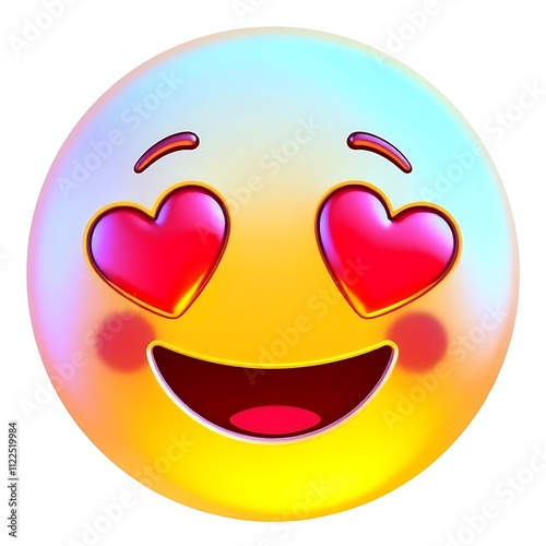 Heart Eyes Emoji on White Background, generative ai