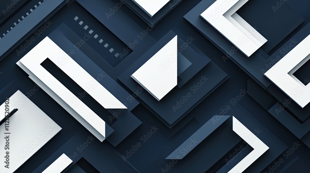 Fototapeta premium Abstract geometric navy and white shapes background Modern design concept