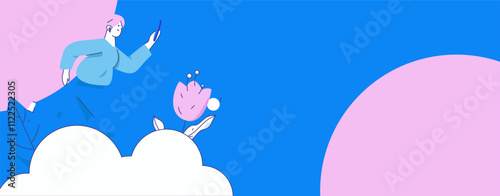 People exercising healthy running vector internet operation illustration
