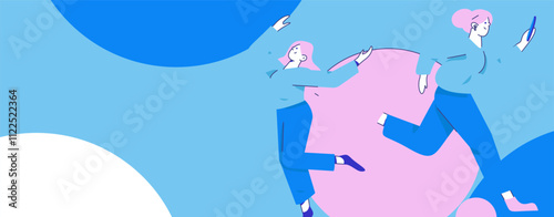 People exercising healthy running vector internet operation illustration
