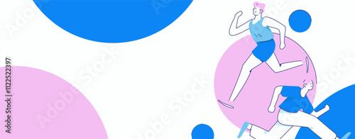 People exercising healthy running vector internet operation illustration
