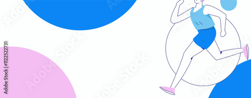 People exercising healthy running vector internet operation illustration
