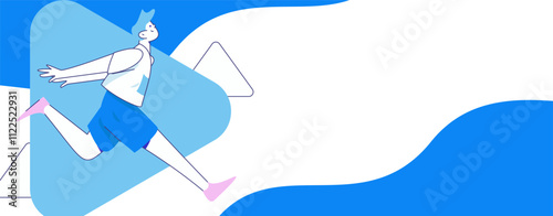 People exercising healthy running vector internet operation illustration
