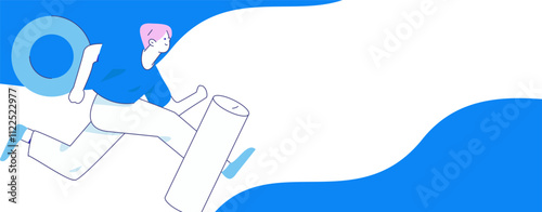 People exercising healthy running vector internet operation illustration
