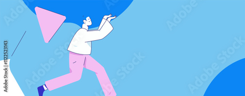 People exercising healthy running vector internet operation illustration

