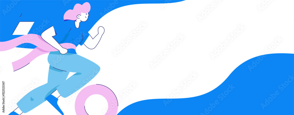 Fototapeta premium People exercising healthy running vector internet operation illustration