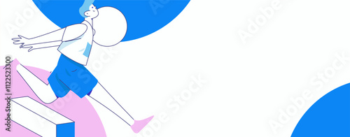 People exercising healthy running vector internet operation illustration
