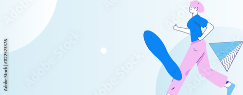 People exercising healthy running vector internet operation illustration
