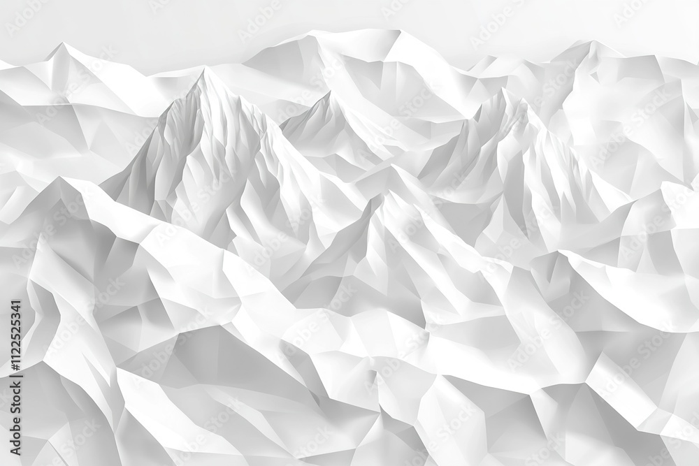 Obraz premium 3D ice mountain. White low poly terrain.
