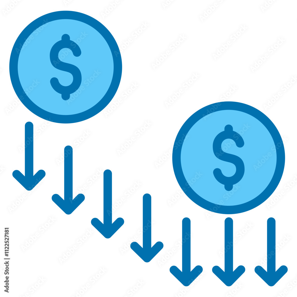 Obraz premium Falling Dollar Sign Icon