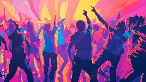 dancing crowd disco party music banner for flyers and night club posters