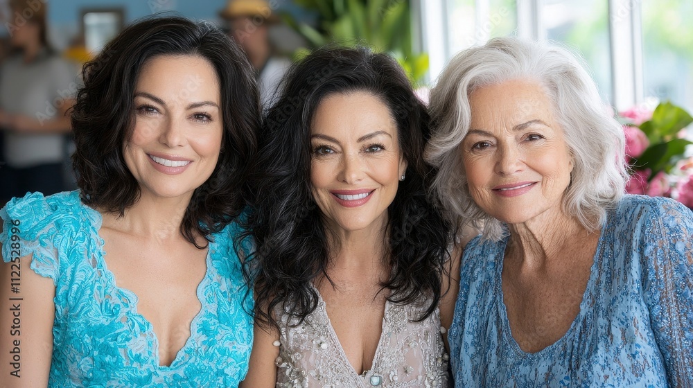 Obraz premium Happy Multigenerational Women Embrace Family Portrait Mothers Daughters Bonding Love