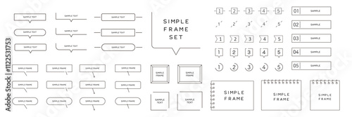 シンプルなフレームのベクターイラストセット　吹き出し　枠　見出し　タイトル　メモ　ふきだし