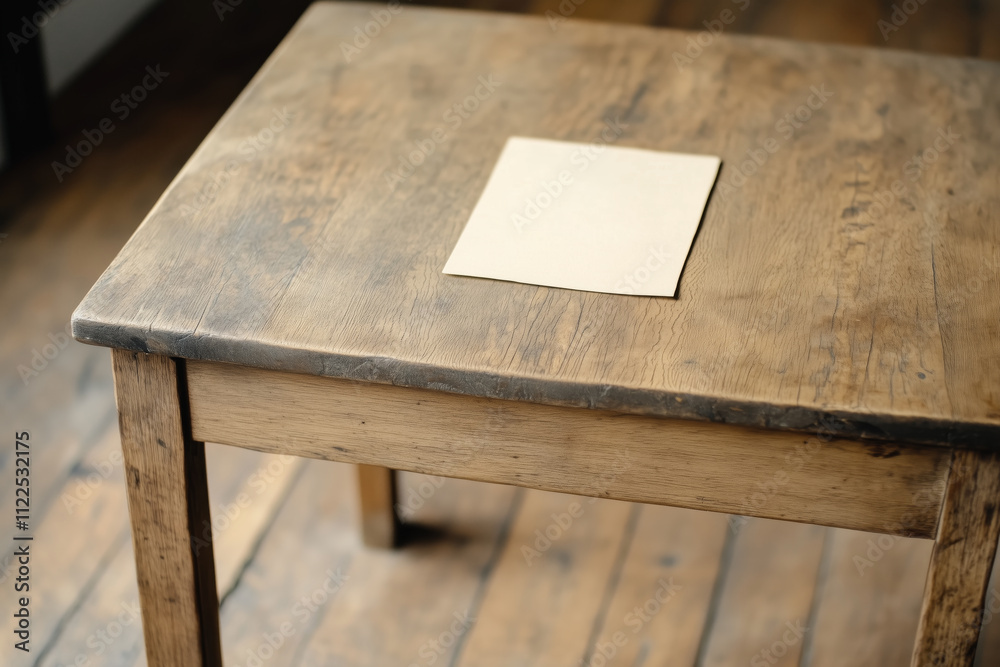 Fototapeta premium Rustic Wooden Table with Blank Paper