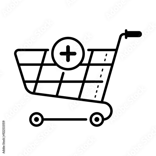 Cart icon. cart, trolley, shop, store, supermarket, purchase, market, basket, grocery, e-commerce. Vector icon illustration