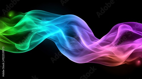 Abstract Rainbow Smoke Wave Digital Art Glowing Energy Fluid Design Background