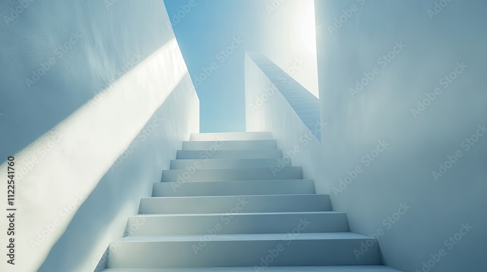 Fototapeta premium White Staircase Leading Upwards to Light