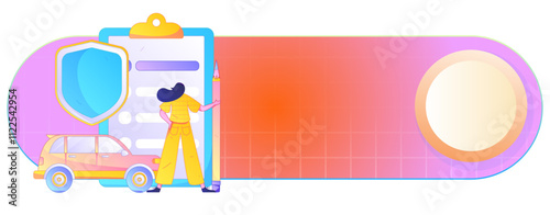 Buy insurance for car flat character vector concept operation illustration
