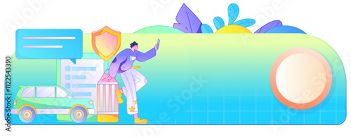Buy insurance for car flat character vector concept operation illustration
