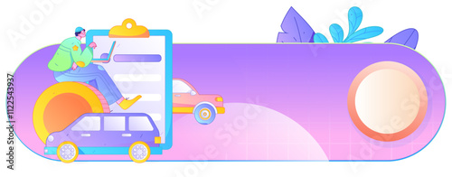 Buy insurance for car flat character vector concept operation illustration
