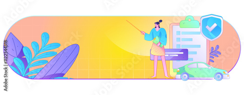Buy insurance for car flat character vector concept operation illustration
