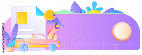 Buy insurance for car flat character vector concept operation illustration

