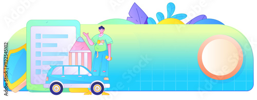 Buy insurance for car flat character vector concept operation illustration
