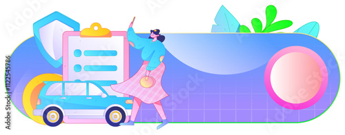 Buy insurance for car flat character vector concept operation illustration
