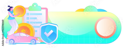 Buy insurance for car flat character vector concept operation illustration
