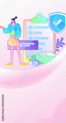 Buy insurance for car flat character vector concept operation illustration
