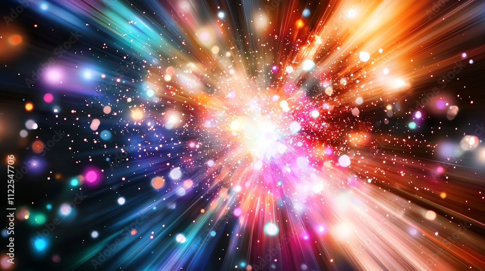 Fototapeta premium abstract colorful background with defocused rays and bokeh lights