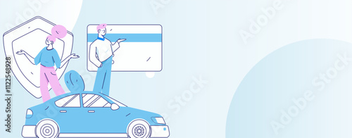 Buy insurance for car flat character vector concept operation illustration
