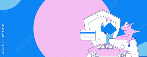 Buy insurance for car flat character vector concept operation illustration

