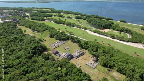 Aerial View of El Rey Archaeological Site in Cancun, Mexico