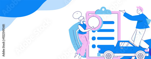 Buy insurance for car flat character vector concept operation illustration
