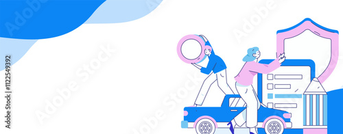 Buy insurance for car flat character vector concept operation illustration
