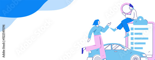 Buy insurance for car flat character vector concept operation illustration
