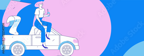 Buy insurance for car flat character vector concept operation illustration
