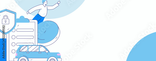 Buy insurance for car flat character vector concept operation illustration
