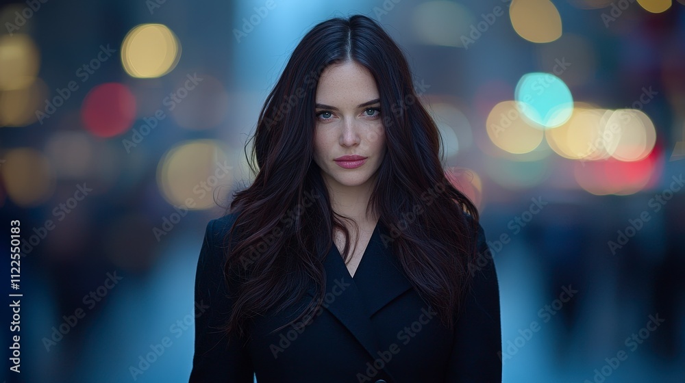 Obraz premium Confident Woman Walking Night City Street Urban Nightlife Powerful Female Portrait