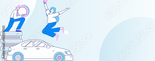 Buy insurance for car flat character vector concept operation illustration

