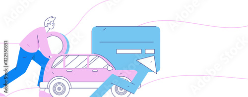 Buy insurance for car flat character vector concept operation illustration
