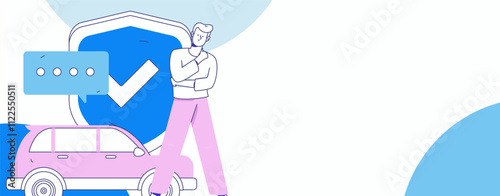 Buy insurance for car flat character vector concept operation illustration
