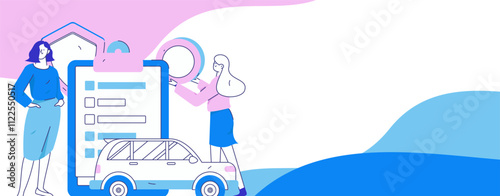 Buy insurance for car flat character vector concept operation illustration
