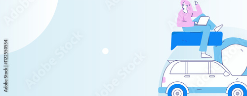 Buy insurance for car flat character vector concept operation illustration
