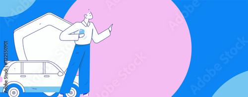 Buy insurance for car flat character vector concept operation illustration
