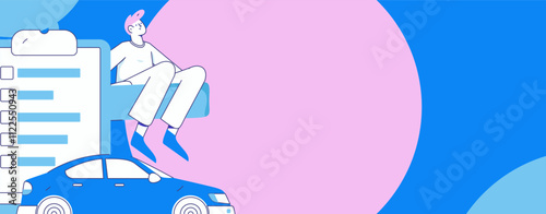 Buy insurance for car flat character vector concept operation illustration
