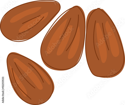 Illustration of Almond Nuts in Cartoon Style.