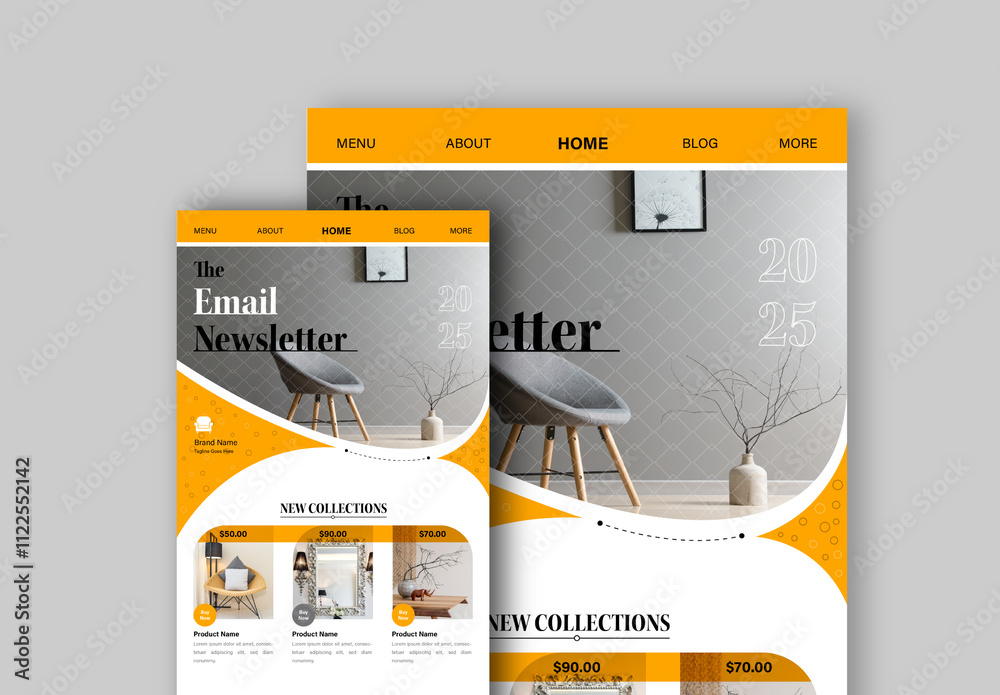 Minimalist Email Newsletter Layout Stock Template | Adobe Stock
